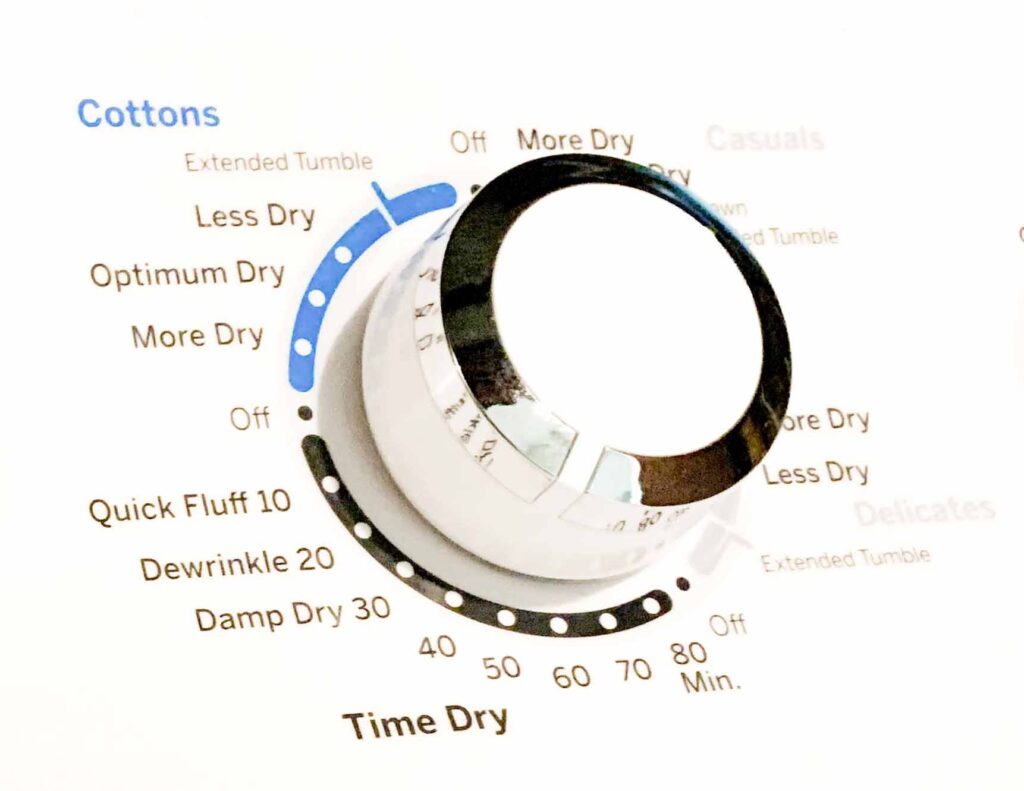 dryer control panel settings 